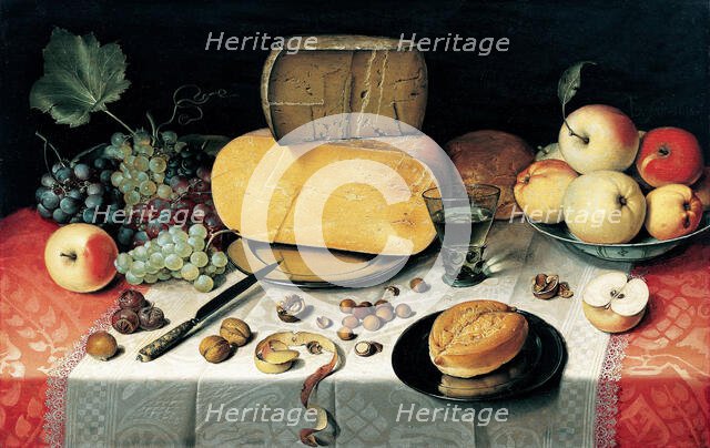 Still Life with Fruit, Nuts and Cheese, 1613. Creator: Dijck (Dyck), Floris Claesz. (ca. 1575-1651).