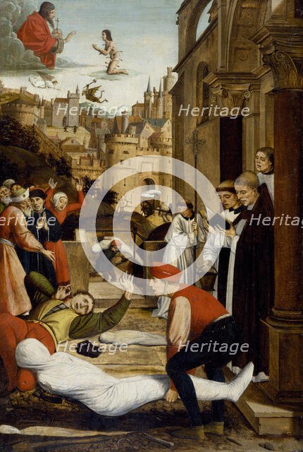 Saint Sebastian Interceding for the Plague Stricken, 1497-1499. Creator: Josse Lieferinxe.