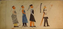 Maffet Ledger: Three indians following a chief, ca. 1874-81. Creator: Unknown.