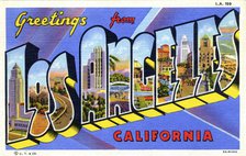 'Greetings from Los Angeles', postcard, 1936. Artist: Unknown