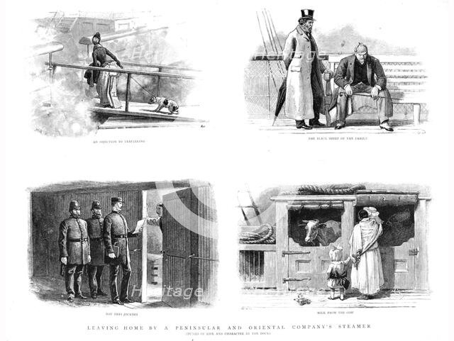 ''Leaving Home by a Peninsular and Oriental Company's Steamer; Studies of Life and...', 1890. Creator: Unknown.