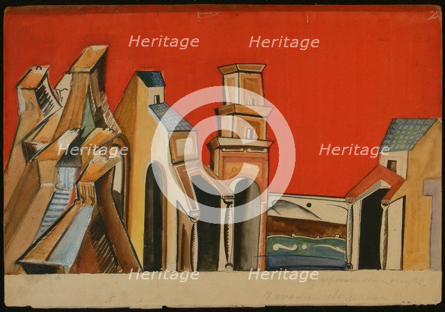 Stage design for the theatre play The Spanish Curate by John Fletcher, 1935.