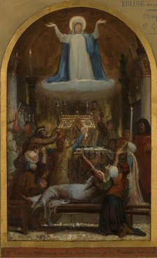 Esquisse pour l'église de La Trinité : Les Malheureux et les pauvres implorent sainte..., c.1873. Creator: Felix Joseph Barrias.