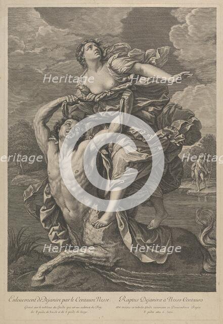 Dejanira being abducted by the centaur Nessos, a man with bow and arrow at right,..., ca. 1800-1850. Creator: Anon.