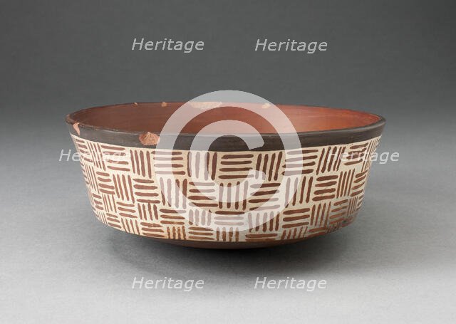 One of a Pair of Bowls with Textile-Like Pattern, 180 B.C./A.D. 500. Creator: Unknown.