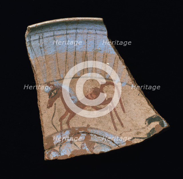 Rim shard showing galloping horse, 1353 BC-1335 BC. Artist: Unknown.