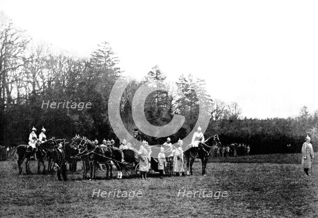 Prince Bismarck's Eightieth Birthday: visit of the German Emperor to the Prince, Friedrichsruh, 1895 Creator: Strumper & Co.