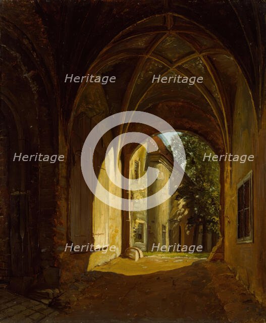 A vaulted Hall in the Scharfenberg Castle near Dresden, probably 1829. Creator: Thomas Fearnley.