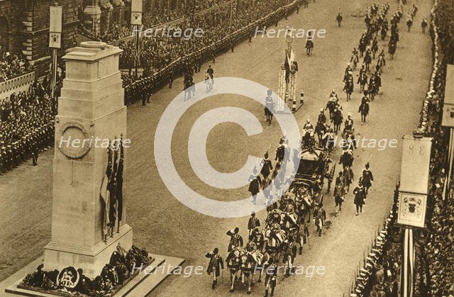 'The State Coach Passing the Cenotaph', 1937. Creator: Photochrom Co Ltd of London.