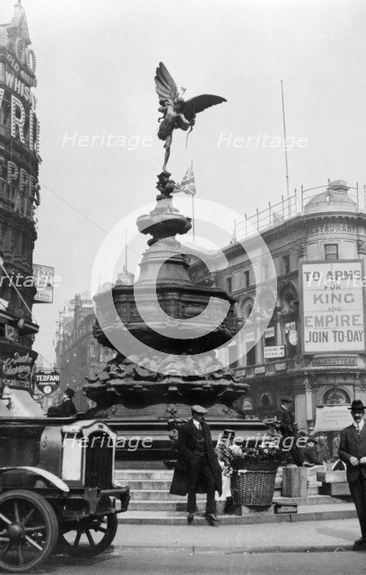 Statue of Eros, Piccadilly Circus, Westminster, London, 1915. Artist: Unknown