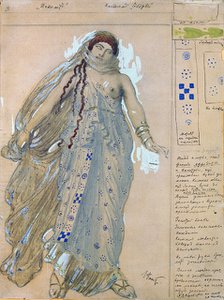 Phaedra. Costume design for the drama Hippolytus by Euripides, 1902. Artist: Bakst, Léon (1866-1924)