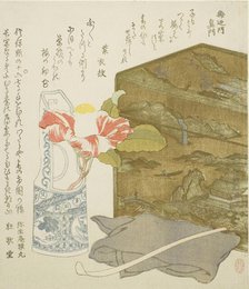 Camellia in Vase and Tea-utensil Box, 1820s. Creator: Rintei.