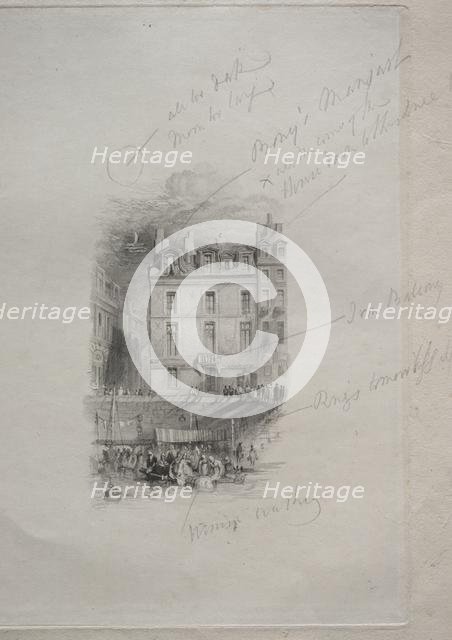 Napoleon's Logement, Quai Conti, 1836. Creator: John Horsburgh (British, 1791-1869).