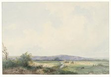 Landscape with meadows, near the dunes, 1844. Creator: Frans Arnold Breuhaus de Groot.