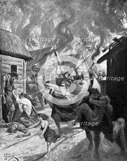 Canterbury burned by the Danes, 851 AD, (c1920). Artist: A Pearse