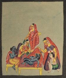 Worship of the Infant Krishna, 1800s. Creator: Unknown.