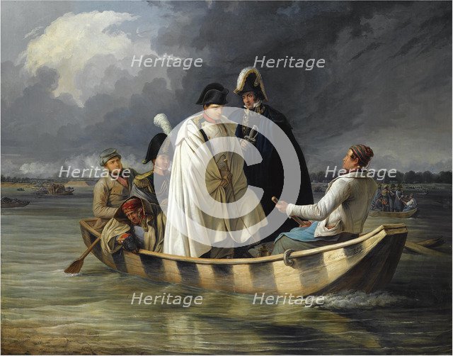 Napoleon leaving the Lobau after the defeat at the battle of Aspern, 1845. Artist: Perger, Anton Ritter von (1809-1876)