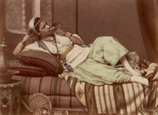 [Reclining Woman Smoking], 1870-90. Creator: Unknown.