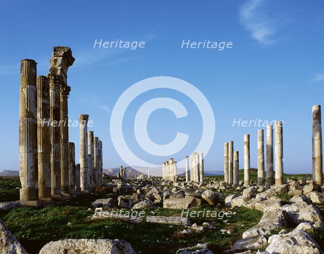 Cardo Maximus, colonnade avenue, Apamea, Syria, Roman, 2nd century (2001).  Creator: LTL.