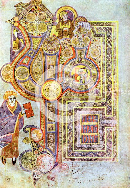Opening words of St Matthew's Gospel Liber Generationes, from The Book of Kells, c800. Artist: Unknown