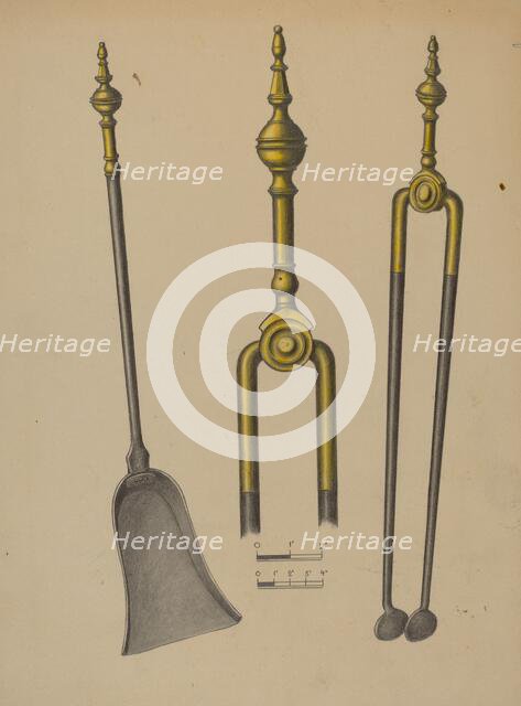 Fire Tongs and Shovel, 1935/1942. Creator: Unknown.