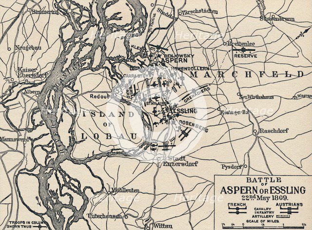 'Battle of Aspern or Essling, 22nd May 1809', (1896). Artist: Unknown.