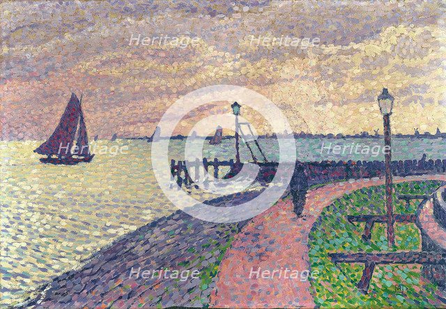 Entrance to the Port of Volendam. Artist: Rysselberghe, Théo van (1862-1926)