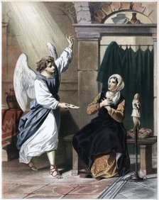 Angel bringing a letter from God to Christiana, c1850. Artist: Unknown