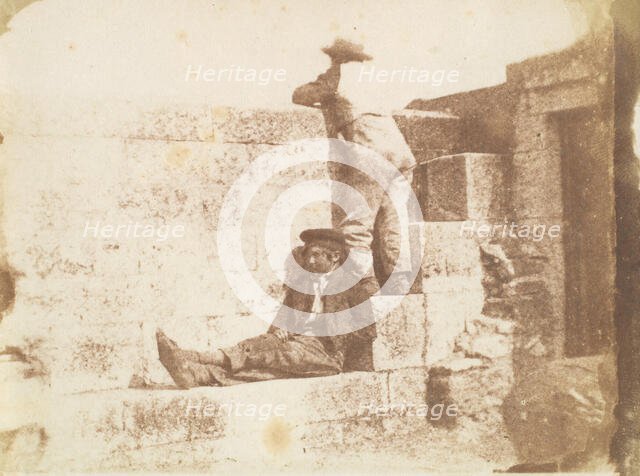Two Young Men Resting on a Pier, late 1840s. Creator: Calvert Jones.