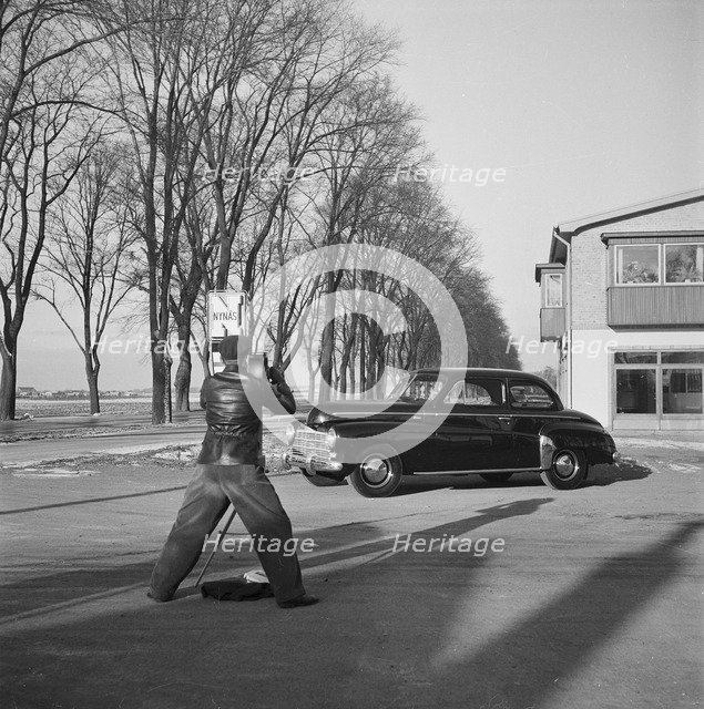 Commercial shoot of a brand new American car, Sweden, 1951. Artist: Unknown
