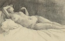 Reclining woman nude, 1924-1927. Creator: Konstantin Bauer.