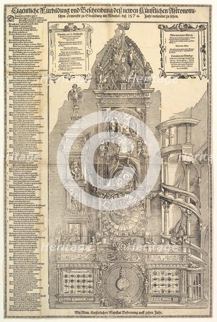 Astronomical Clock in the Cathedral in Strasbourg, 1574. Creator: Tobias Stimmer.