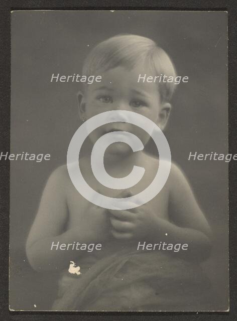 Portrait of a Little Boy in Draped Cloth, 1907-1943. Creator: Louis Fleckenstein.
