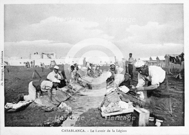 French Foreign Legion doing their washing, Casablanca, Morocco, 20th century. Artist: Boussuge