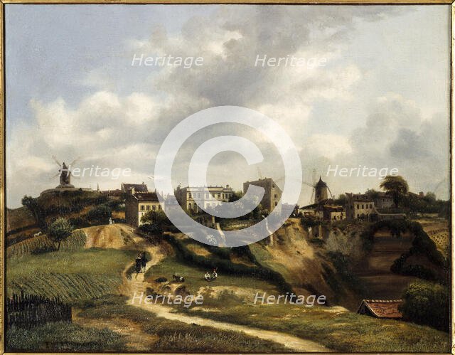 View of Montmartre, 1834. Creator: Paul Glon Villeneuve.