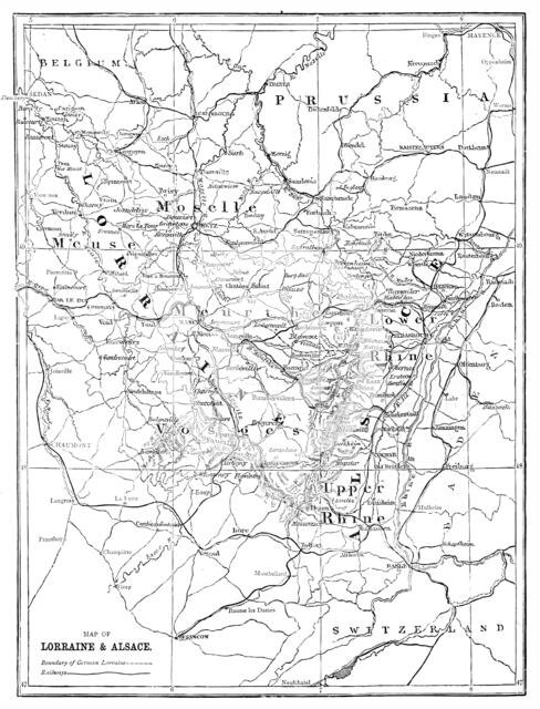 'Map of Lorraine and Alsace; Alsace and Lorraine', 1875. Creator: Unknown.