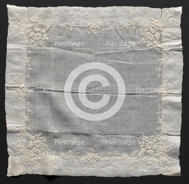 Embroidered Handkerchief, late 19th century. Creator: Unknown.