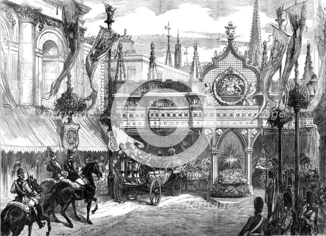 Visit of the Emperor of Russia to the City: arrival at Guildhall, 1874. Creator: Unknown.