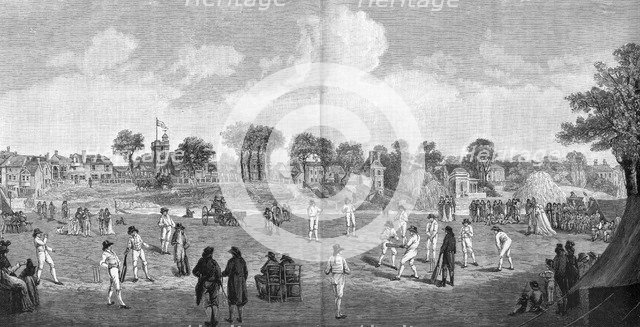 Cricket at Moulsey Hurst, 1890. Artist: Unknown