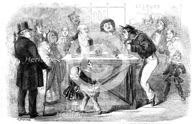 Christmas Holidays at the Polytechnic: the Electric Machine - drawn by H. G. Hine, 1858. Creator: Mason Jackson.