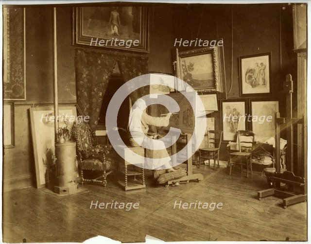 Pierre Puvis de Chavannes (1824-1898) in his workshop, c. 1890.