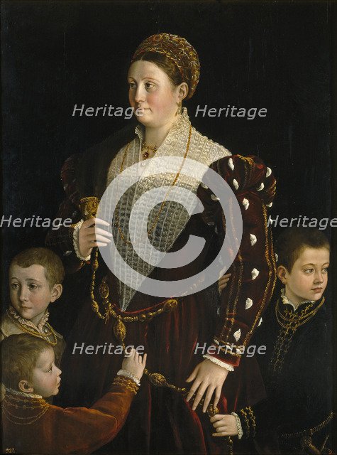 Portrait of Camilla Gonzaga di San Secondo and Her Three Sons. Artist: Parmigianino (1503-1540)