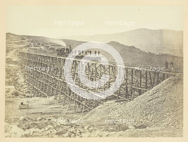 Trestle Work, Promontroy Point, Salt Lake Valley, 1868/69. Creator: Andrew Joseph Russell.