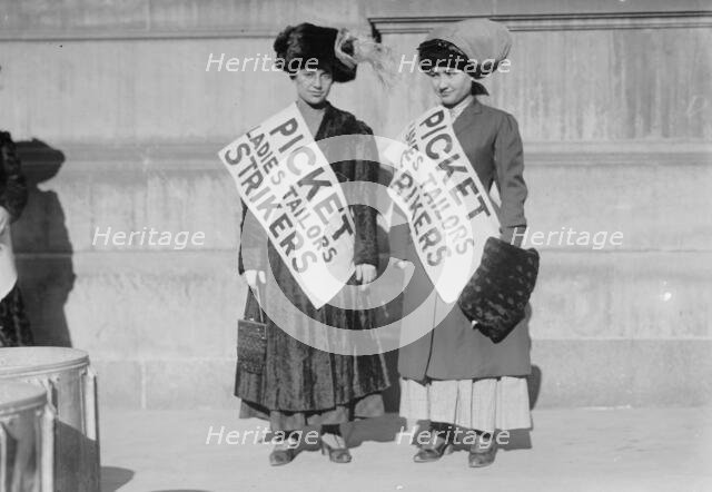 Women strike pickets from Ladies Tailors, New York, 1910. Creator: Bain News Service.
