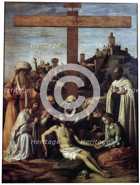 'The Lamentation over Christ with a Carmelite Monk', c1510. Creator: Giovanni Battista Cima da Conegliano.