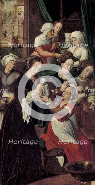 The Nativity of the Virgin Mary. Artist: Benson, Ambrosius (1495-1550)