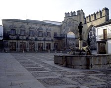 Ubeda (Jaen), view of the façade of the building of the Antiguas Escribanías. At right, the Jaén …