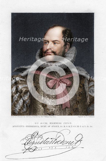 Prince Augustus Frederick, Duke of Sussex, 19th century. Artist: H Robinson.