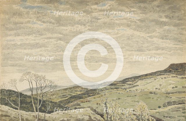 Mountainous Landscape with Cloudy Sky, about 1930. Creator: George Graham.