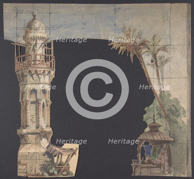 Design for a Stage Set at the Opéra, Paris, 1830-90. Creator: Eugene Ciceri.